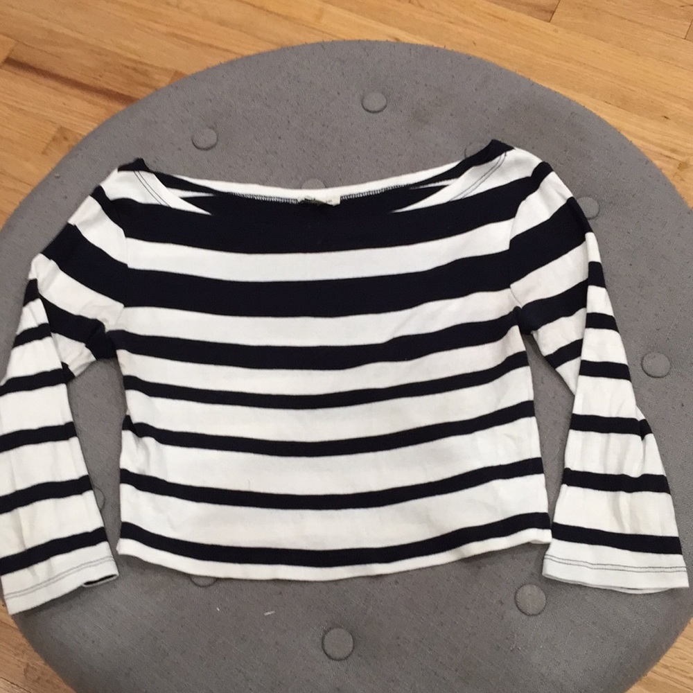 Stripped crop top, blue and white